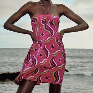 Zara halter mini dress geometric design‎